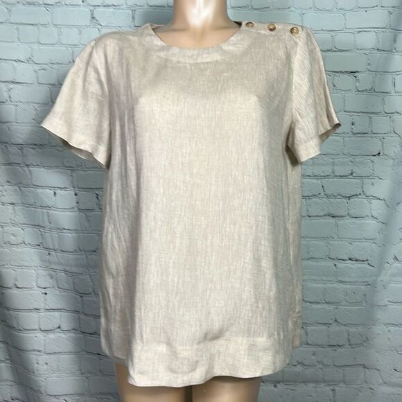 Lands Ends Blouse 100% linen Size Large 14-16 like new - Picture 1 of 6